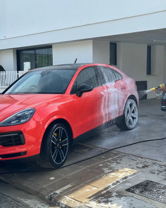 Steamit washing a red SUV in Cyprus